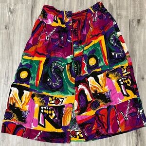 80s Colorful Graphic A-Line Skirt